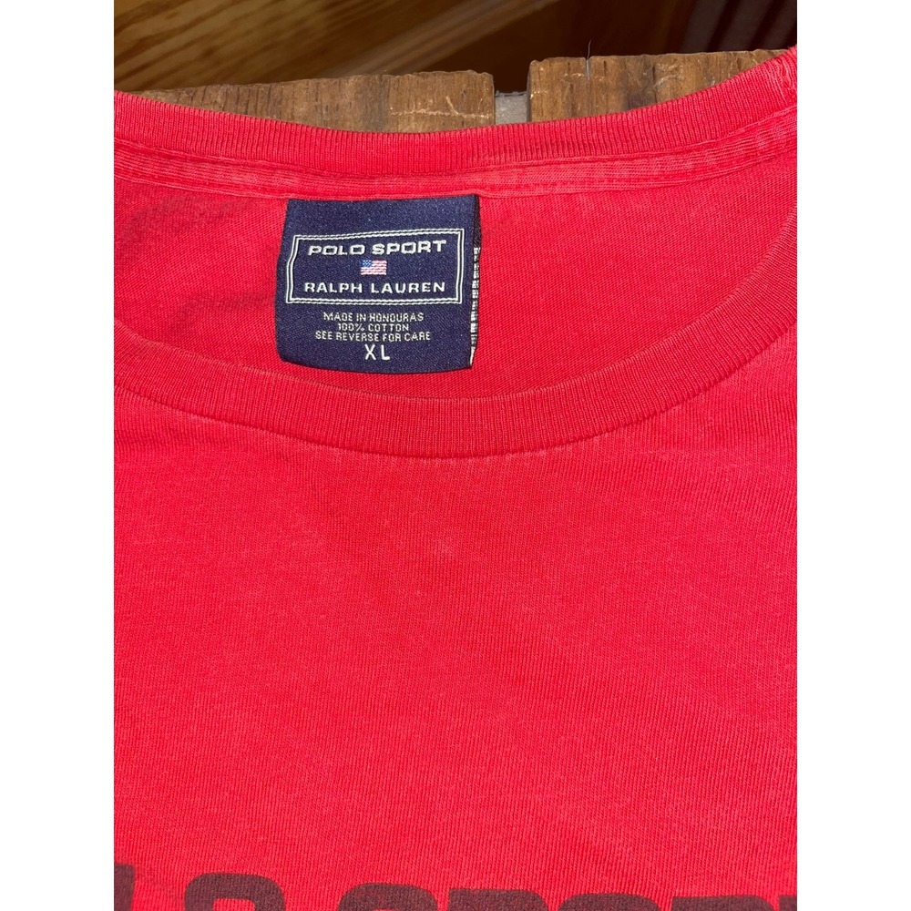 Polo Sport Ralph Lauren Mens Red Graphic T-Shirt XL American Flag Logo Cotton - Picture 3 of 6